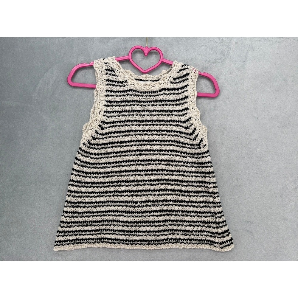 Velvet by Graham & Spencer Striped Knit Sleeveless Top Cream Black XS